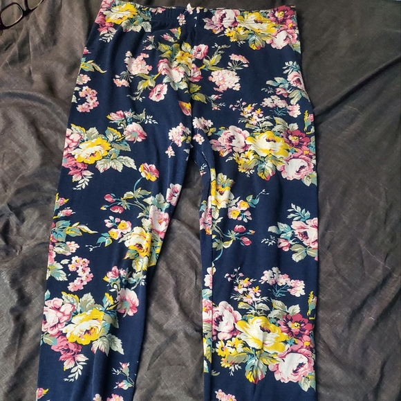 ♡ X Large ♡ Dark Blue & Floral Print ♡  Leggings ♡ - Picture 7 of 7